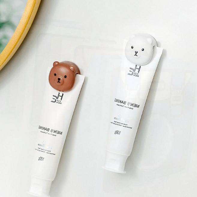 치약 튜브 클립 무타공 욕실 거치대 짜개 홀더 고정 부착형, 1개, GT 브라운