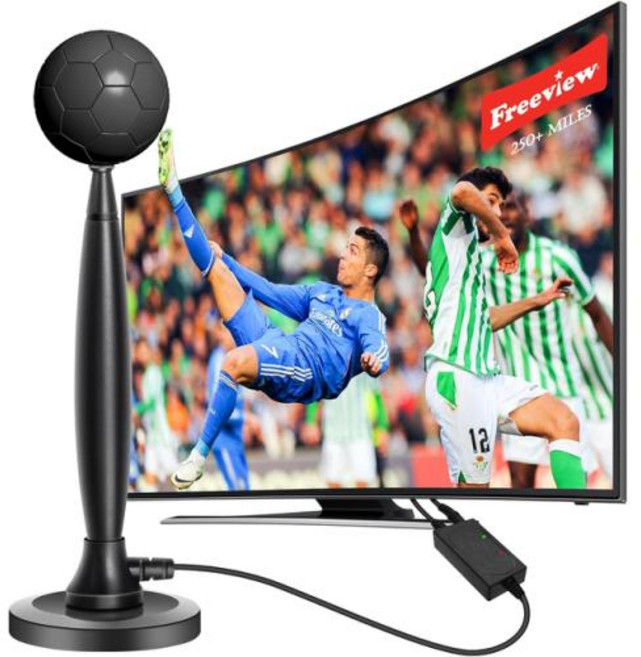 TV 안테나 글로벌 디지털 TV RV 실외용 부스터 HD 실내 자유 채널 FM 라디오 8K 1080P, Black, 1개, 1) Black