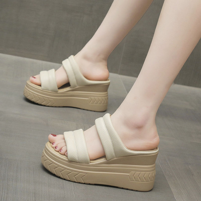 COSYEVNO 여자 슬리퍼 샌들 통굽 웨지힐 선녀풍