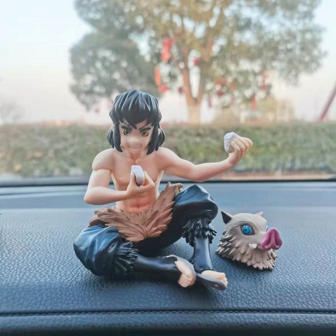 鬼滅之刃 炭治郎 汽車擺件, 1個, 坐姿伊之助/14cm 送車貼