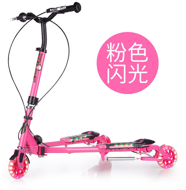 트라이더보드 성인용 세발킥보드 트라이스키 주니어 드래건 롱보드 운동 선물용, 핑크 섬광 휠, 1개