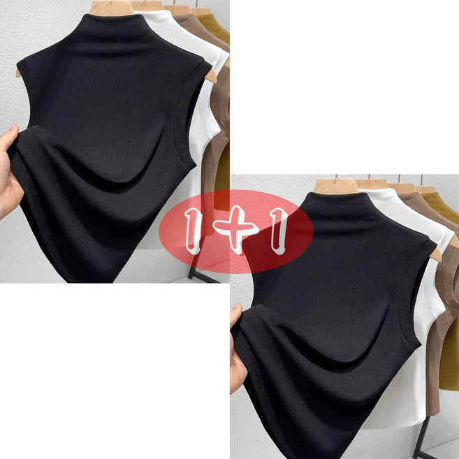 1+1 여성용 데일리 빅사이즈 반폴라 나시 슬림핏 이너티 민소매 티셔츠 jty08jj