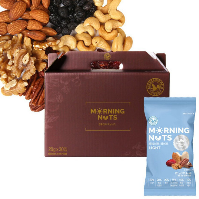 하루 한줌 견과 선물세트 모닝너츠라이트30봉세트, 1세트, 20g