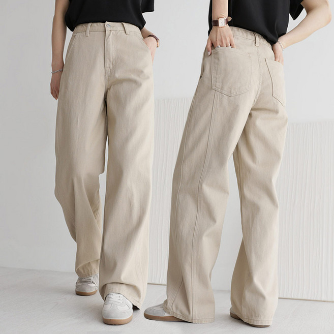 앤드스타일 여성용 숏/기본/롱 기장 딱맞진 No8 트윌코튼 절개 인밴딩 와이드 팬츠 264397