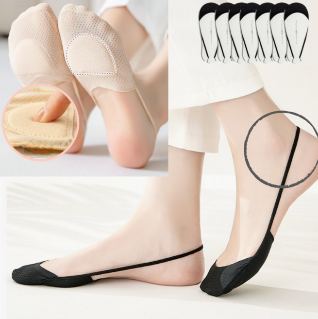 앨오앤지 절대 벗겨지지 않는 쿠션 패드 하프삭스 벌집문양 끈 덧신