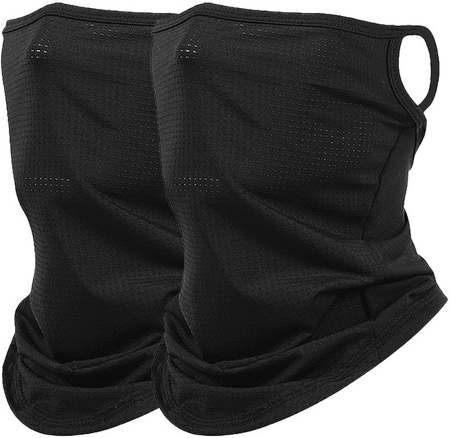 KN60 여름 머프 메쉬 페이스커버 넥커버 여름 등산 골프 낚시 멀티 스카프, 블랙1 + 블랙1