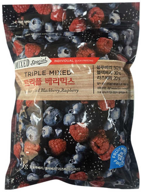 자연미가 냉동 3종 믹스베리 3kg(1kgx3팩) / 블루베리+라즈베리+블랙베리 트리플베리, 1개, 3KG