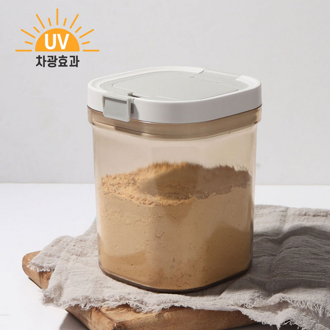 (BPA FREE-만능 소분 용기) 밀폐 보관 통 잡곡 쌀 원두 가루 소분 견과류 프로틴 파우더 분말 보관통, 2호 1300ml + 스푼, 1세트