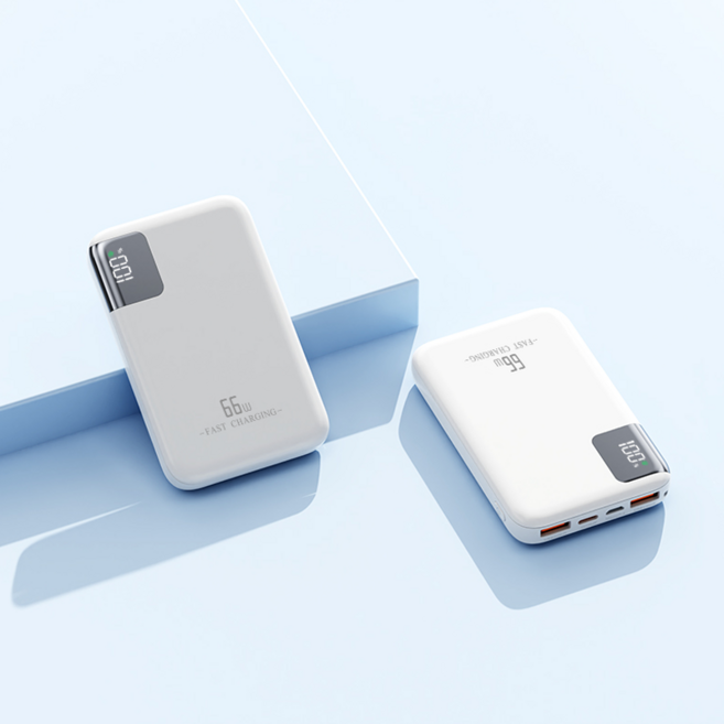 보조 배터리 66W 초고속 충전 30000mAh 대용량 초슬림 휴대용 소형 경량, 화이트