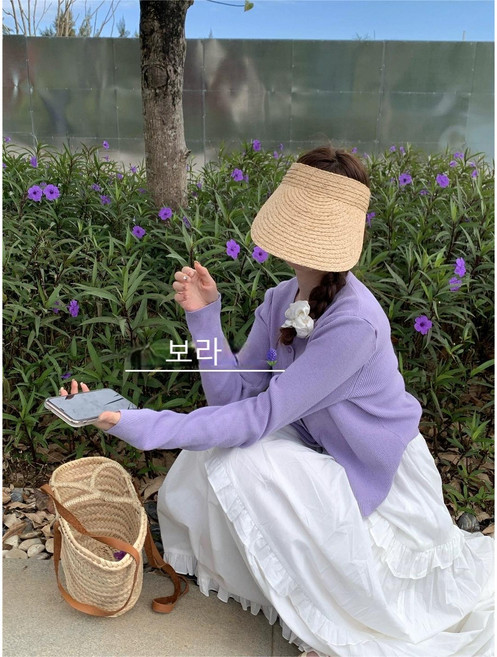 영메이 YM23336 여성용 여름 휴양지 캐주얼 니트 크롭 숏가디건