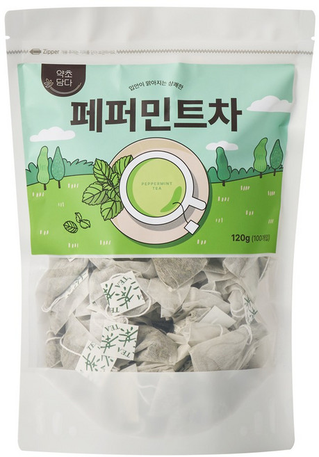 약초담다 페퍼민트 차 삼각티백, 1개, 100개입, 1.2g