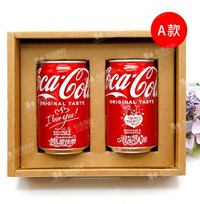 Coca-Cola 可口可樂 330ml 汽水禮盒 (B款), 1個, A款(公版不可更改文字),請詳閱下方「商品詳情」的內容後與客服確認