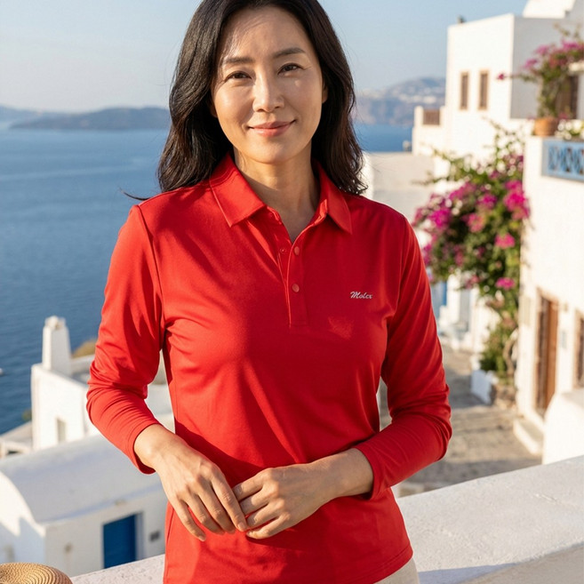 모렉스 여름 여성 긴팔 쿨 카라 티셔츠 스판 골프 등산 아웃도어 상의 하이브리드 티 450