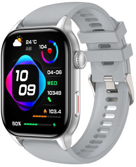 와피크 웨어러블 스마트워치 Z8 2.01인치 초대형 풀스크린 블루투스 통화 건강 모니터링, GPS + 블루투스, 2.01cm, 실버