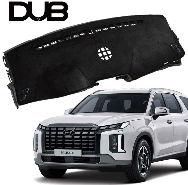 DUB 논슬립 벨벳 대쉬보드 커버 더뉴 팰리세이드 (18~24년), 더뉴팰리세이드(22년5월~24년)HUD무 센터유, 블랙원단-블랙테두리