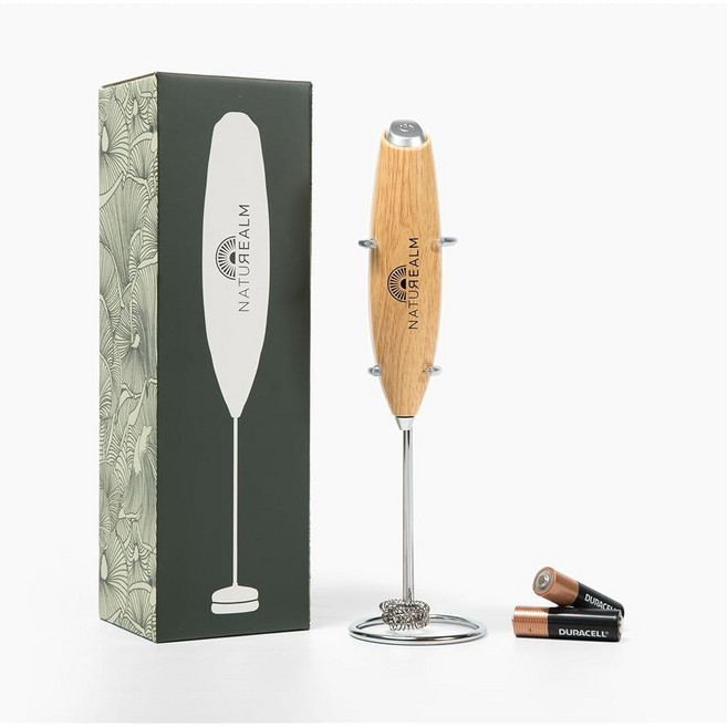 버섯 커피 라떼 말차 믹서 배터리로 작동하는 휴대용 폼 메이커용 스탠드가 있는 네이처알름 프로더 핸드헬드 밀크, Naturealm 커피 거품기 휴대용 우유 거품기, 스