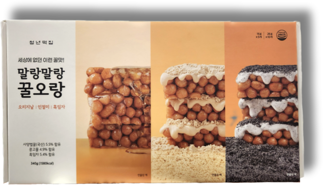 청년떡집 오란다 말랑말랑 꿀오랑 인절미 흑임자 오리지널, 340g, 1개