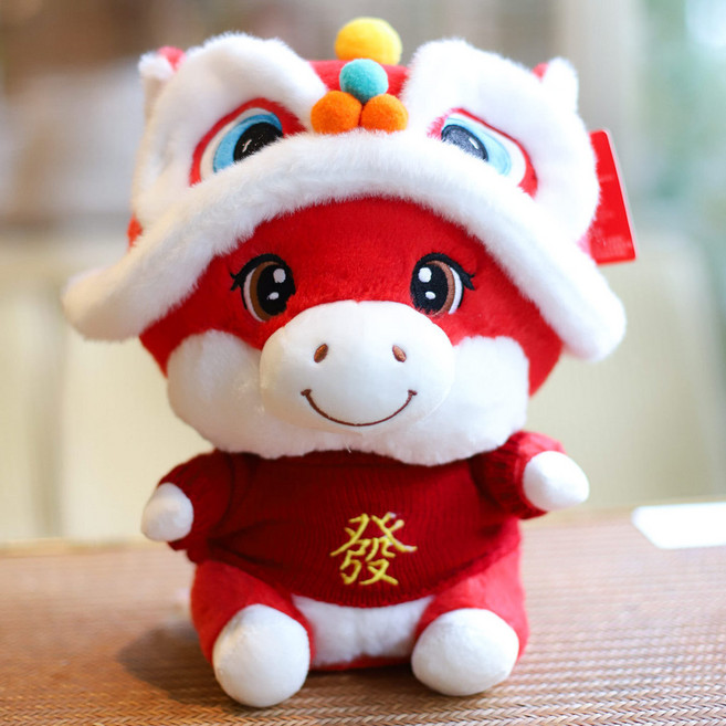 生肖馬玩偶醒獅 毛絨玩具 居家裝飾禮品, 發字毛衣款,30厘米左右, 1個