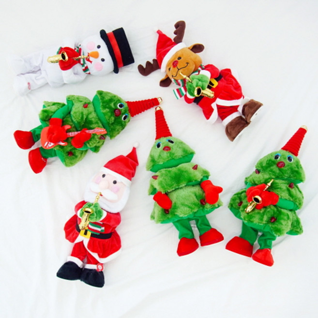 1+1 크리스마스 춤추는 트리인형 움직이는 댄싱트리 인형 9종 볼륨조절, 02_색소폰 트리인형, 08_눈사람인형, 1개