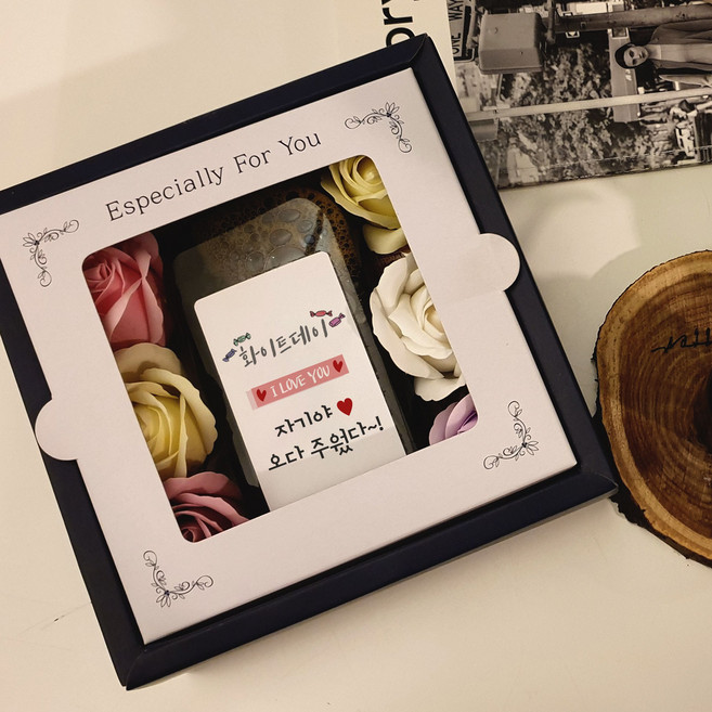 발렌타인 화이트데이 선물 어린이집선생님 유치원 졸업 플라워박스 커피세트, 1세트, 화이트데이 플라워박스