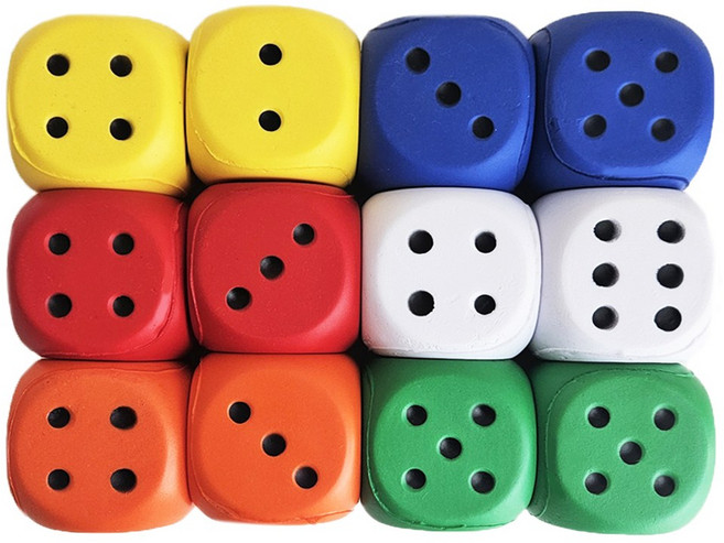 [메잌미] EVA 말랑말랑 고무 스펀지 주사위, 6x6cm, 12개
