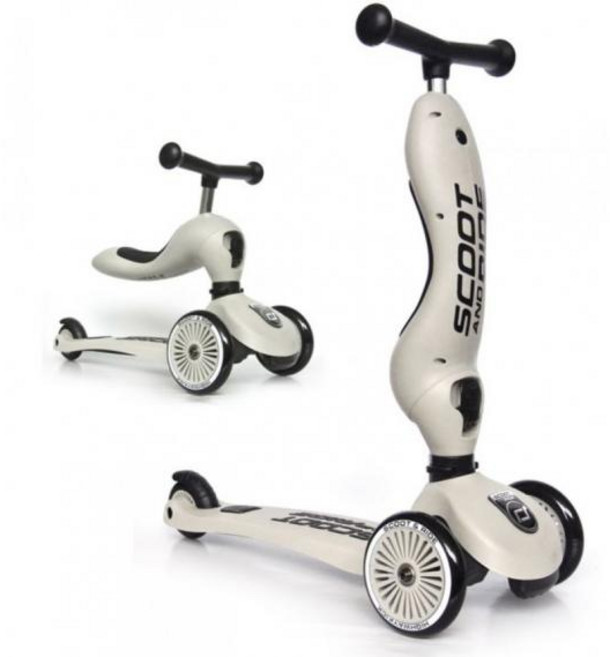 SCOOT AND RIDE Highwaykick 1 桃色 兒童滑板車 兩用滑步車，安全耐用，輕鬆轉換模式, 米色 Ash, 1個