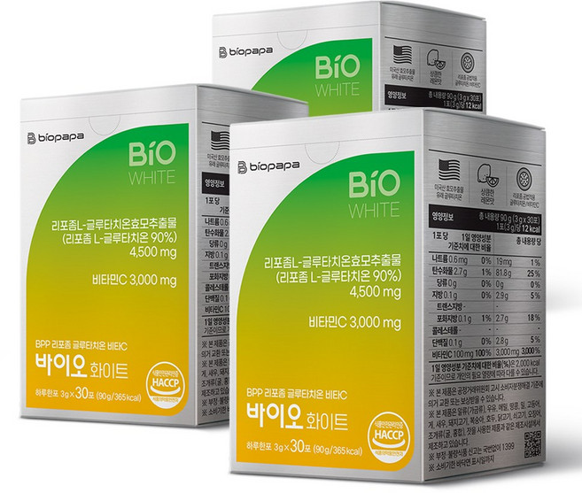 바이오파파 BPP 리포좀 글루타치온 비타C 바이오 화이트, 3개, 90g