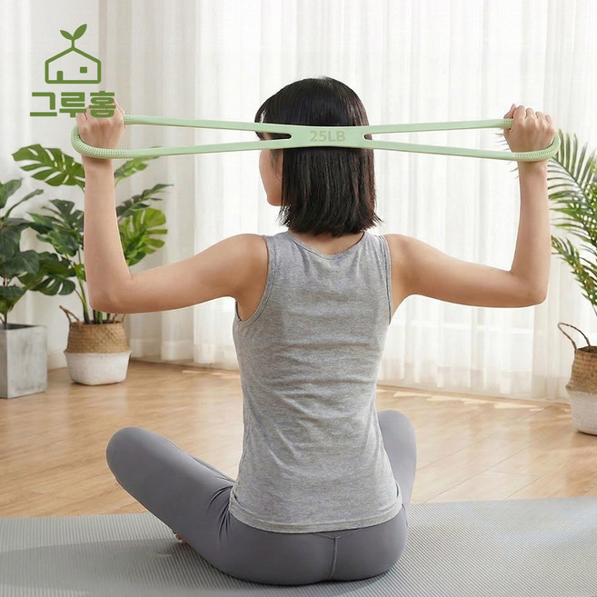 그루홈 어깨 스트레칭 요가밴드 필라테스 홈트, 그린, 1개