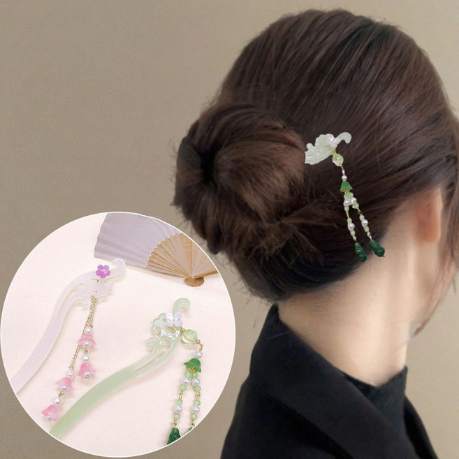 ZMBIRD 비즈 태슬 헤어 비녀 올림머리 2종세트 N6111