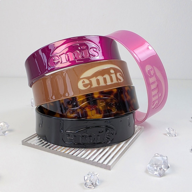 [국내매장정품] 이미스 머리띠 아크릴 와이드 로고 아세테이트 헤어밴드 + 헤어핀