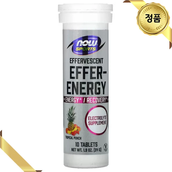 나우푸드 스포츠 Effer Energy 트로피컬 펀치 10정 마그네슘 칼슘 비건 칼륨, 1개 - 쿠팡