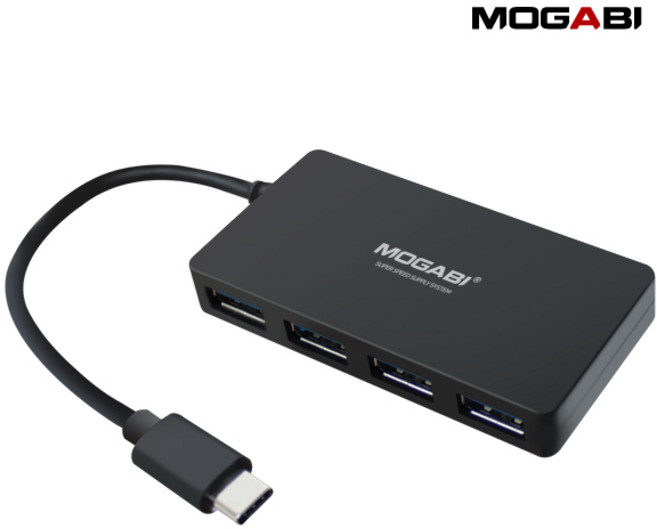 모가비 USB 3.1 C타입 4포트 허브 MOG-073, 블랙, 1개