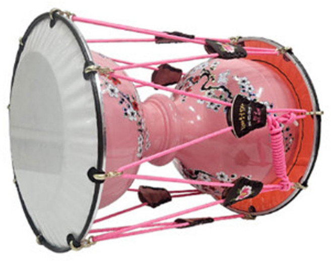 하이브리드 고고 꽃문양 장구 1자7치, 1개, 장구통 분홍