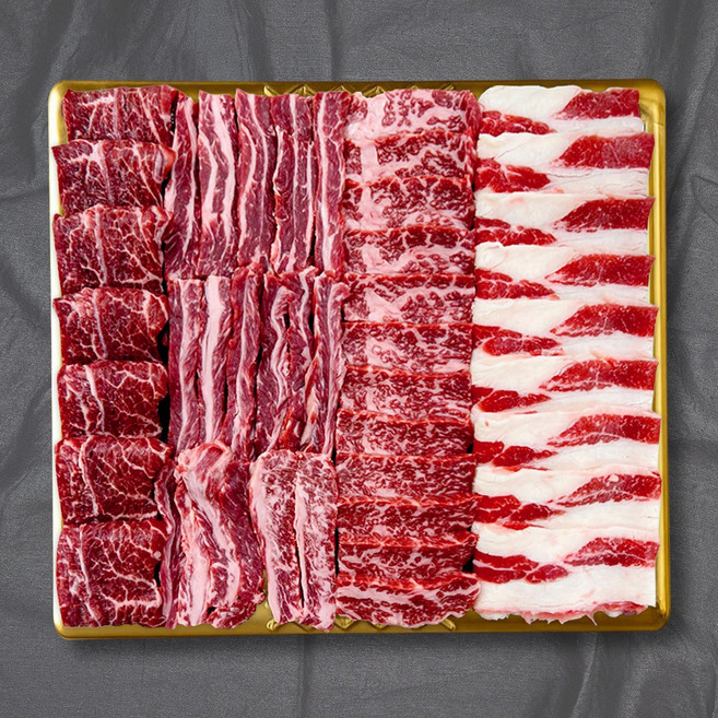 따봉프레시 1kg 황제 소고기세트 캠핑용 가정용 살치 갈비 부채 알목심 우삼겹, 1개