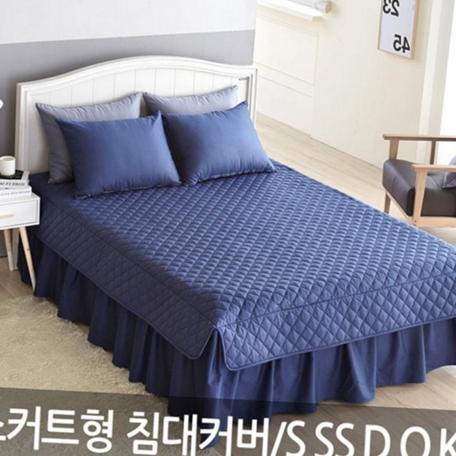 내츄럴 침대 커버 순면 퀼팅 사계절 슈퍼 싱글 침대 커버 매트리스 스커트형 스프레드 면100 스커트
