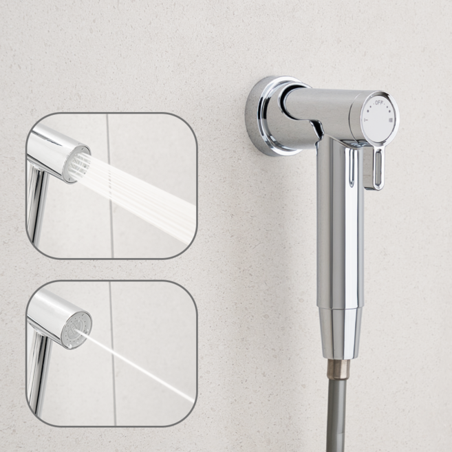 마그네틱 고수압 2Way 욕실 스프레이건 무타공 자석거치 화장실 청소건 베란다 스프링호스3M+티밸브 세트, 옵션1. 크롬 세트, 1세트