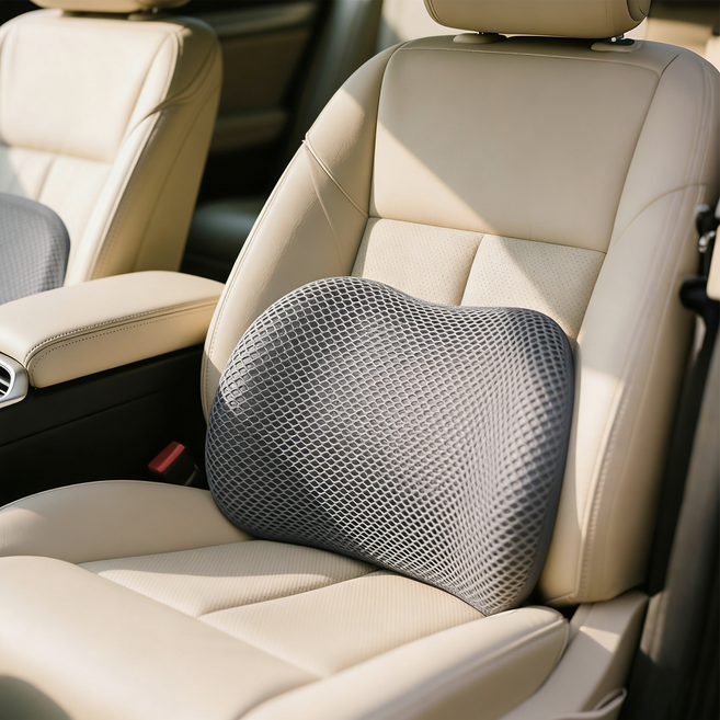 KEMEI 차량용 허리 지지 쿠션 메모리폼 운전석 사무실 겸용 요추쿠션, 1개, 회색