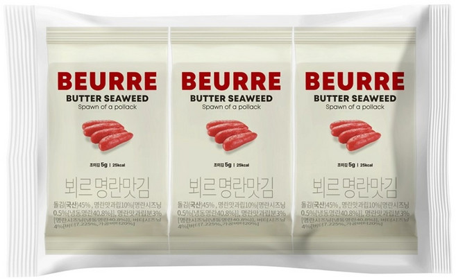[블랑제리뵈르] 뵈르김 실속형 명란맛 (9입), 45g, 1개