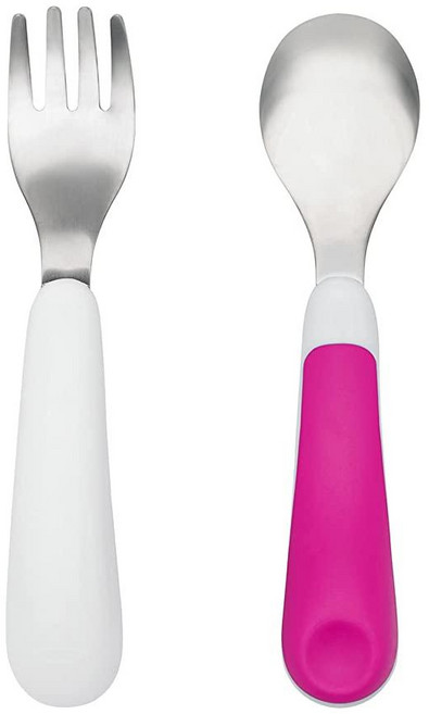 옥소 토트 유아용 포크 스푼 세트 오팔, 핑크, 1개
