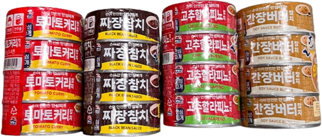 사조 참치 토마토커리 간장버터 짜장 고추할라피뇨, 4개, 100g