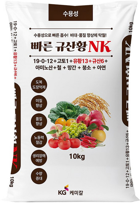 KG케미칼 빠른 규산황 NK 비료 유황 규산 질소 가리 수용성 웃거름 추비, 10kg, 1개