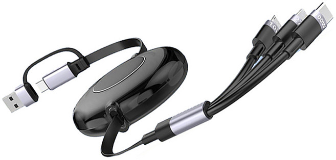 포램 2IN3 100W 릴케이블 1.2M 꼬임방지 동시충전 CA-45, 1개, 화이트