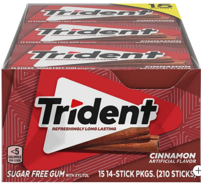 트라이던트 무설탕 자일리톨 껌 시나몬, 530.7g, 1개