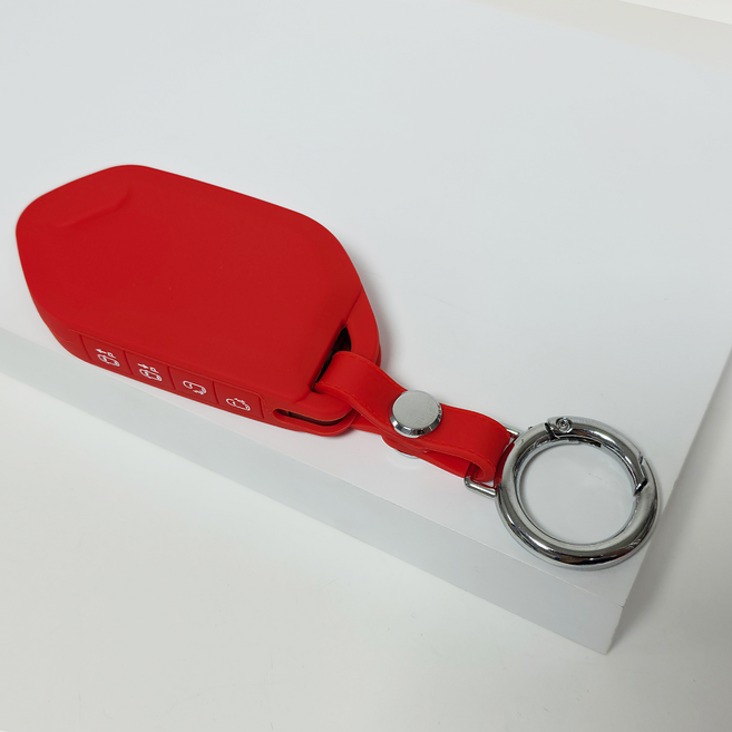 바이어블 기아 EV3 EV4 EV6 쏘렌토 MQ4 카니발 KA4 호환 스마트키 실리콘 케이스 키링 키홀더, 9버튼_S57_SS1, 레드