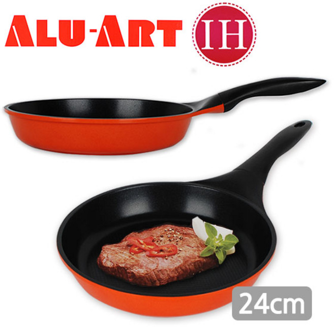 ALU-ART 국산알루아트 IH세라믹후라이팬 인덕션겸용 티타늄코팅 볶음팬 튀김팬, 알루아트 세라믹후라이팬(24cm), 1개