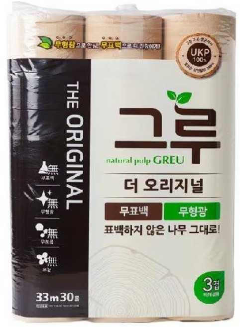 그루 데코 3겹화장지, 33m, 30롤, 1세트