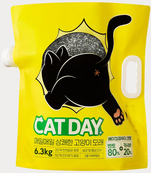 캣데이 카사바 벤토 고양이 모래, 6.3kg, 1개, 무향
