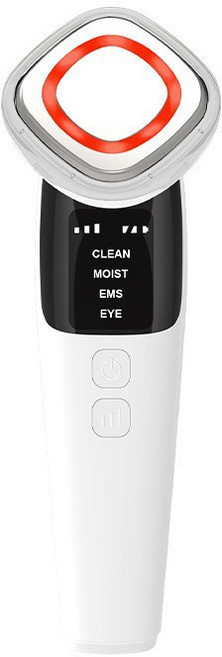 手持熱敷電動面部導入儀便攜式振動家用臉部按摩儀美容儀器, 1個, 白色:英文說明書