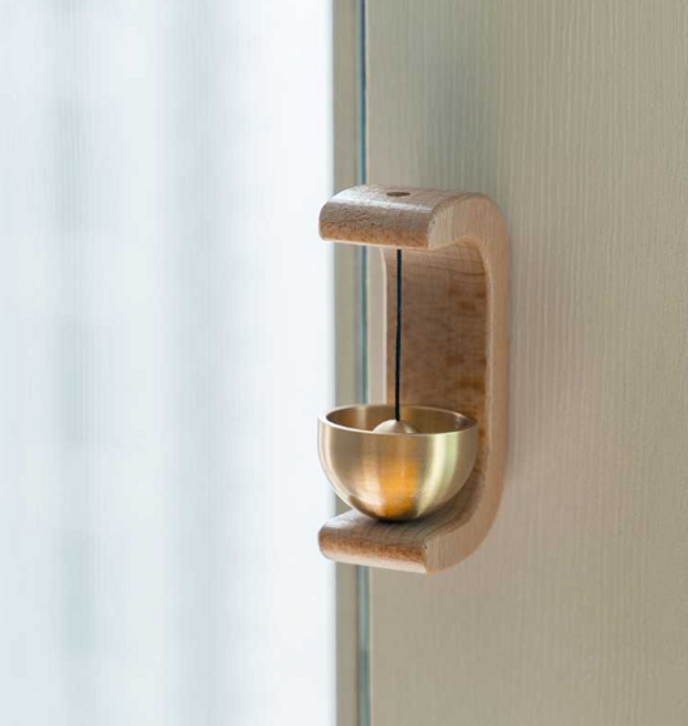 맑고 청아한 원목 강력자석 도어벨 현관문 출입문 미니종, 도어벨-내추럴