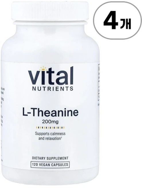 바이탈 뉴트리언츠 L-테아닌 200mg Vital Nutrients L-Theanine 200 mg 120정, 4개 - 쿠팡